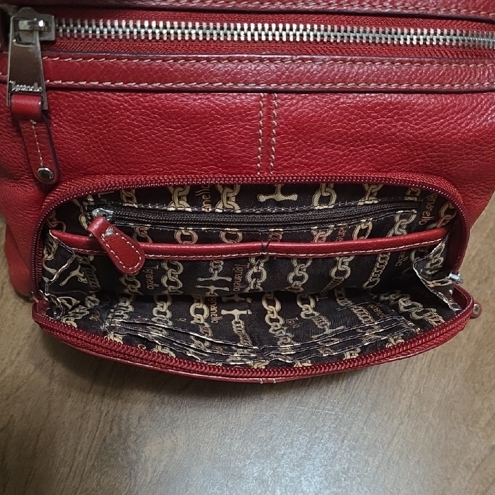 Tignanello Chic Red Leather Crossbody Bag‎ Lightweight Casual Small Bag - Picture 10 of 16